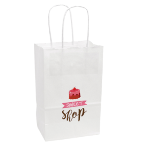 Full Color White Handle Shopper Paper Bags