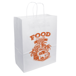 One Color White Handle Shopper Paper Bags